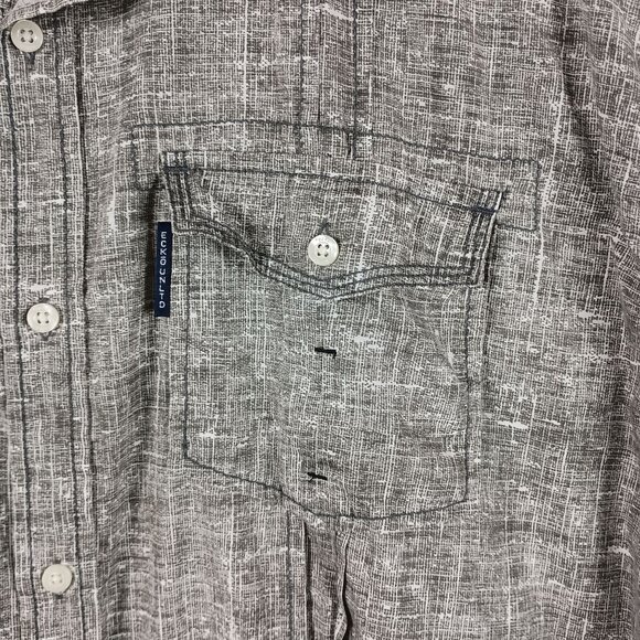 Ecko Unltd Mens 3XL Short Sleeve Gray Button Up Shirt Casual Summer Streetwear - Picture 3 of 7